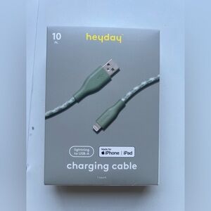 heyday Olive Green Braided 10 ft Lightning to USB-A Cable